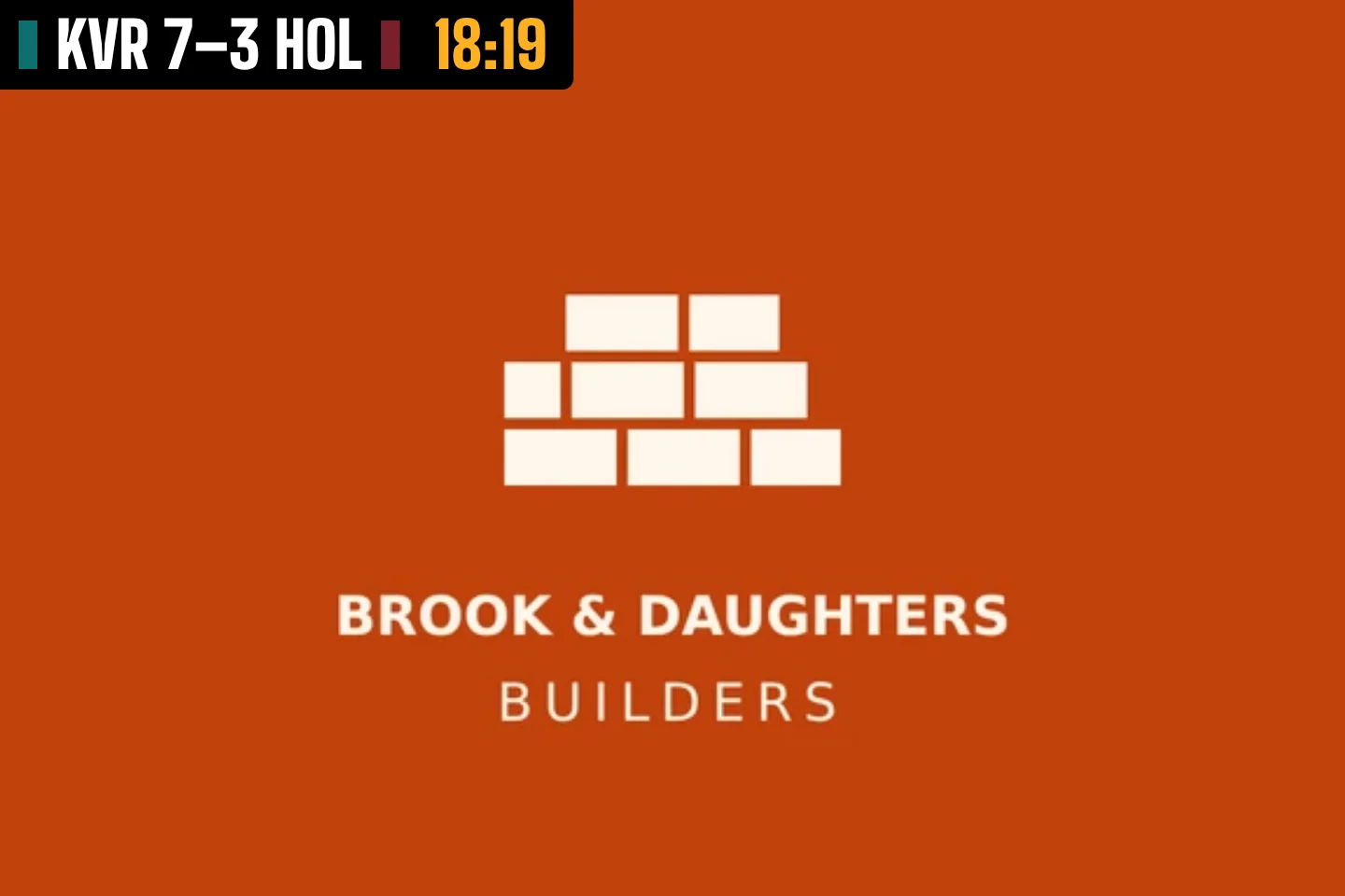 A sponsor’s logo full screen, with the score kept in the corner
